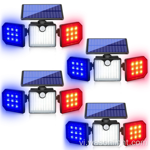 2023 MỚI IP65 NATOPROOP OUTDOOT GARDOW WIRENT SOLAR NĂNG LƯỢNG RED Màu xanh đèn LED Đèn cảnh báo tường với cảm biến chuyển động PIR